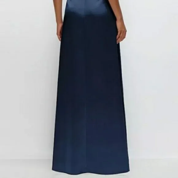 After Six Midnight Navy Blue Satin Convertable Gown 6898